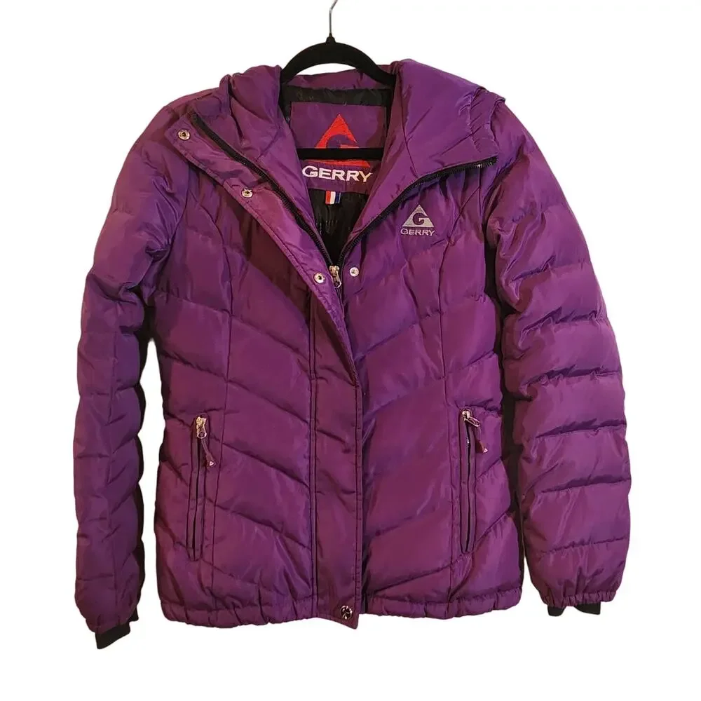 Gerry's‎ Waist Puffer Coat Purple Hooded Jacket Outdoors Outerwear Size Small